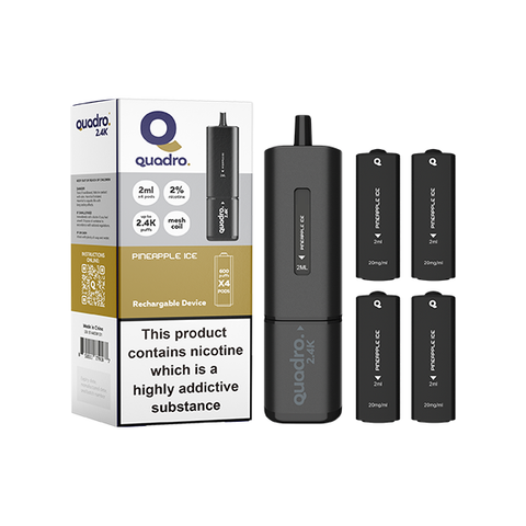 20mg Quadro 2.4K Pod Vape Kit Black Series 2400 Puffs - OrderVape