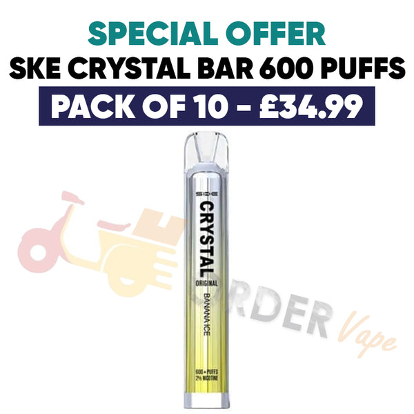 SKE Crystal Bar 600 Disposable Vape Device 600 Puffs 20mg pack of 10 - £34.99