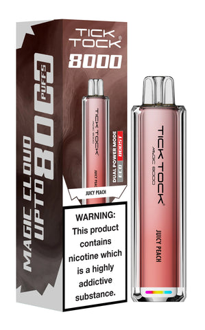 tick tock 8000 puffs disposable juicy peach flavor